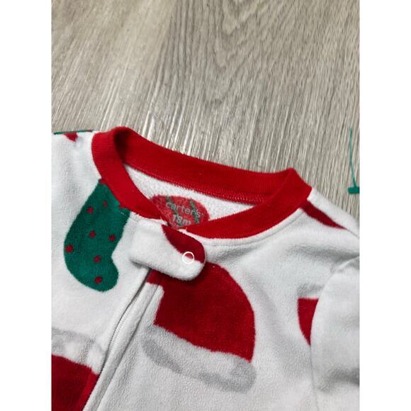 Carter's Baby‎ Christmas Fleece Footed Pajamas Red Size 18 Months - Picture 5 of 10